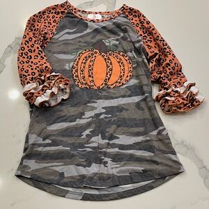 Leopard Print Pumpkin Camo Kids Shirt